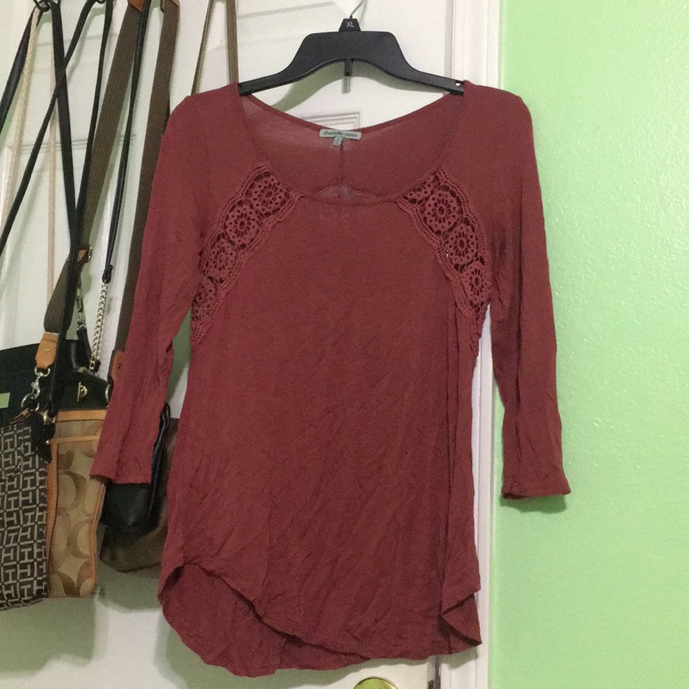 Maroon Blouse w/ Lace from Charlotte Russe